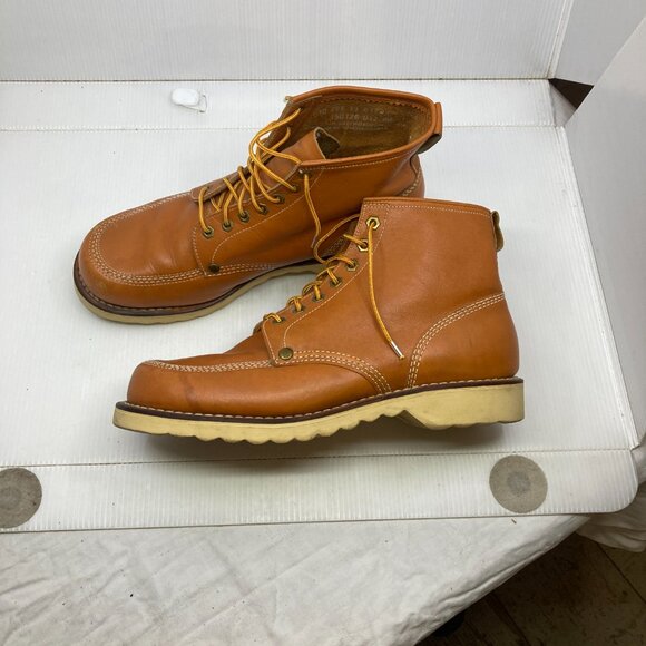 Vtg STATUS 1980 work rockabilly moc red wing style mens boots sz 10 EEE - Picture 7 of 12